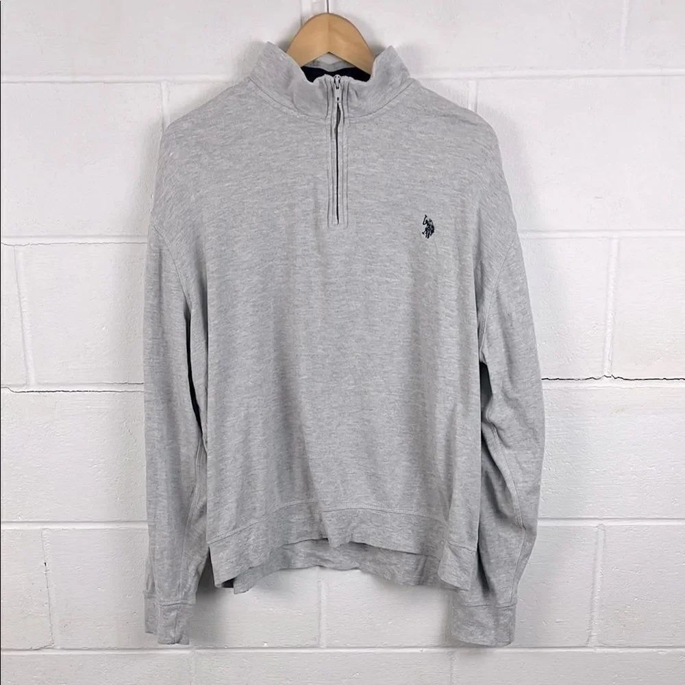 U.S. Polo Assn. men’s gray cotton blend half zip pullover